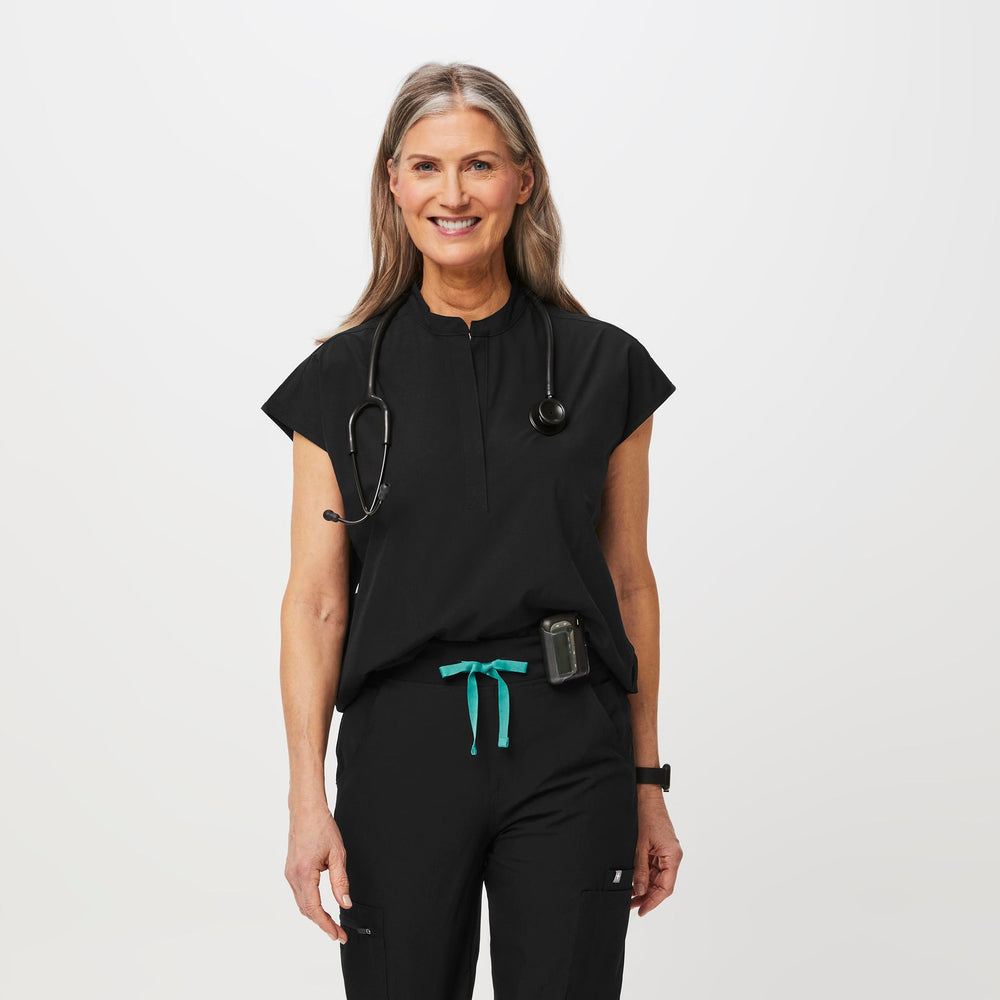 women's Black Rafaela™ FREEx™ - Oversized Scrub Top