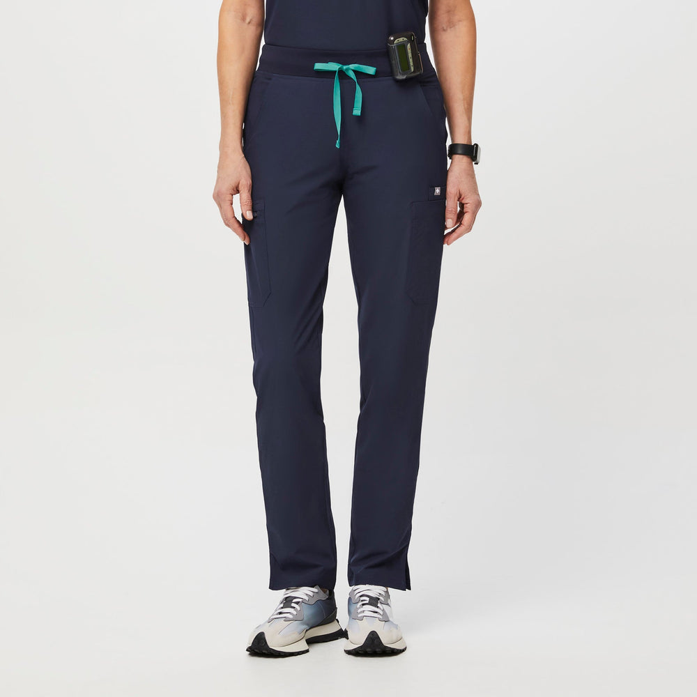 women's Navy FREEx™ Lined Yola™ - Petite Skinny Scrub Pants 2.0