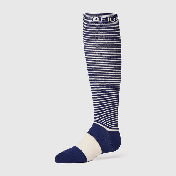 Women's  Navy Double Stripe - Compression Socks