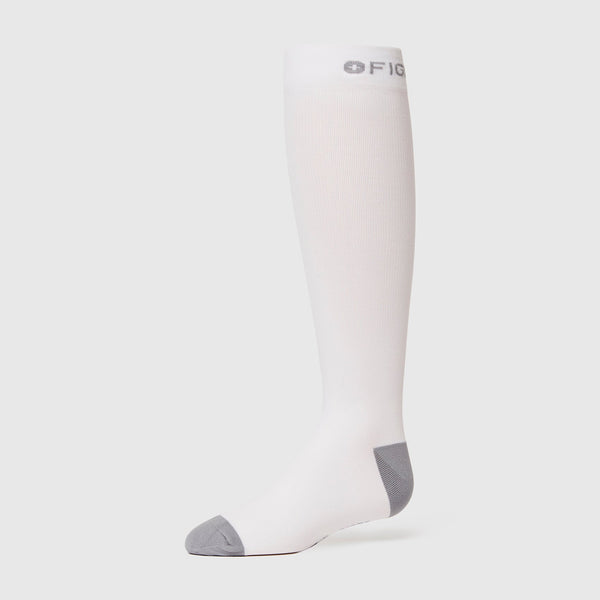 Women's White Solid Compression Socks