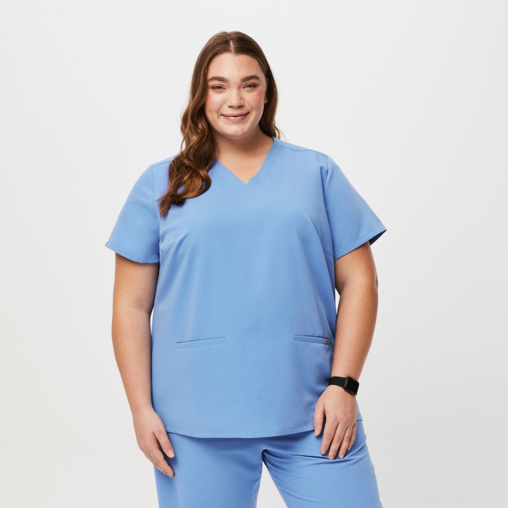 women's Ceil Blue Casma™- Three-Pocket Scrub Top (3XL - 6XL)