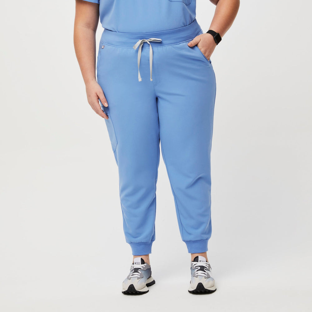 women's Ceil Blue High Waisted Zamora™ - Jogger Scrub Pants (3XL - 6XL)