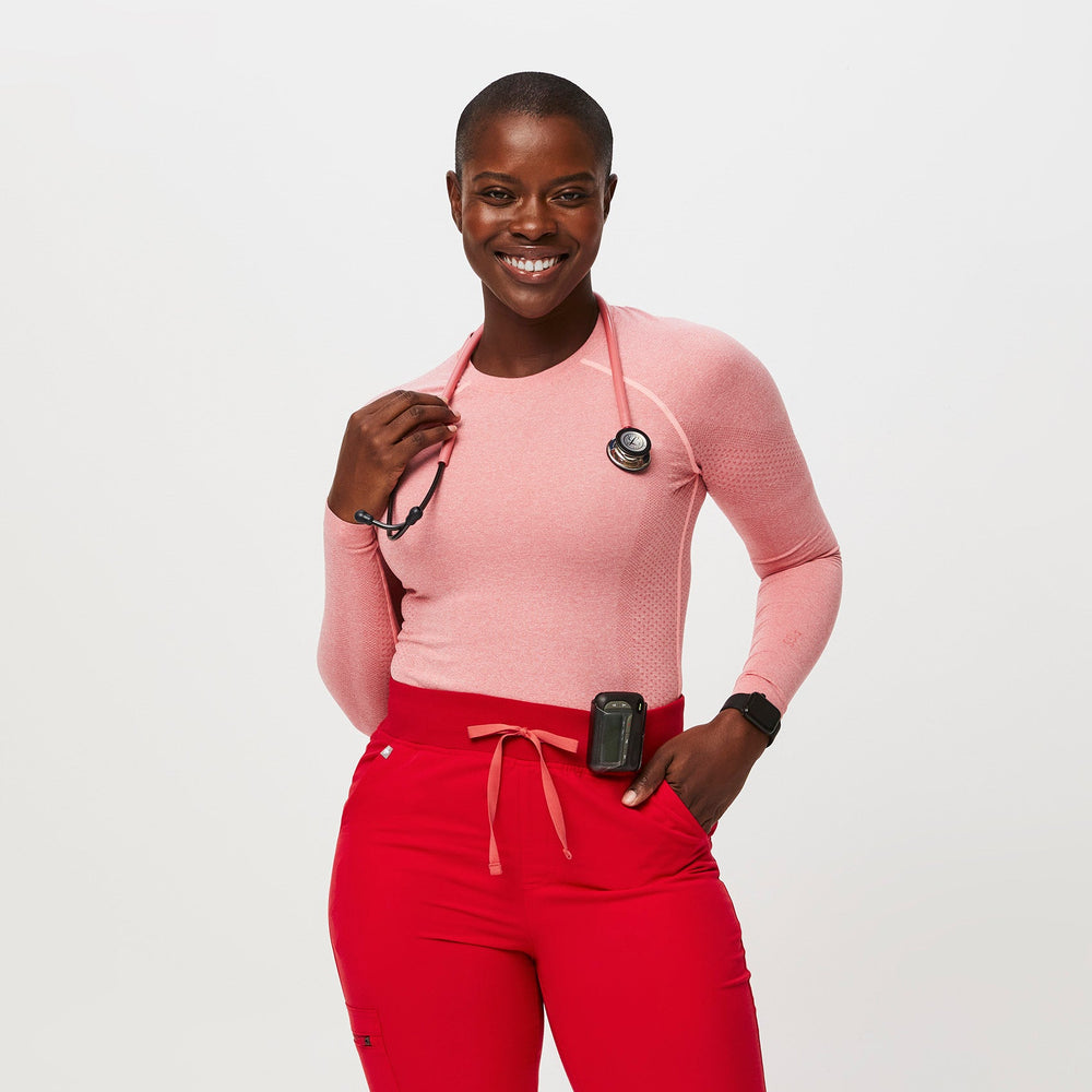 women's Heather Pop Red Salta Seamless - Longsleeve Underscrub