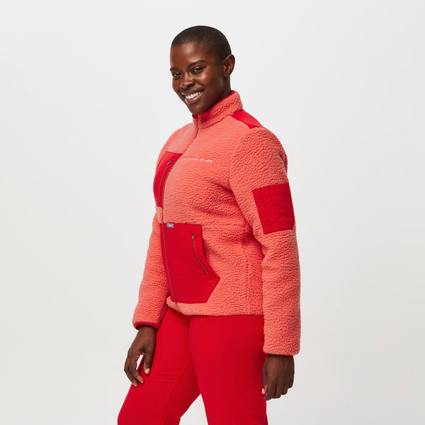 women's Pop Red/ Coral On-Shift™  - Sherpa Jacket