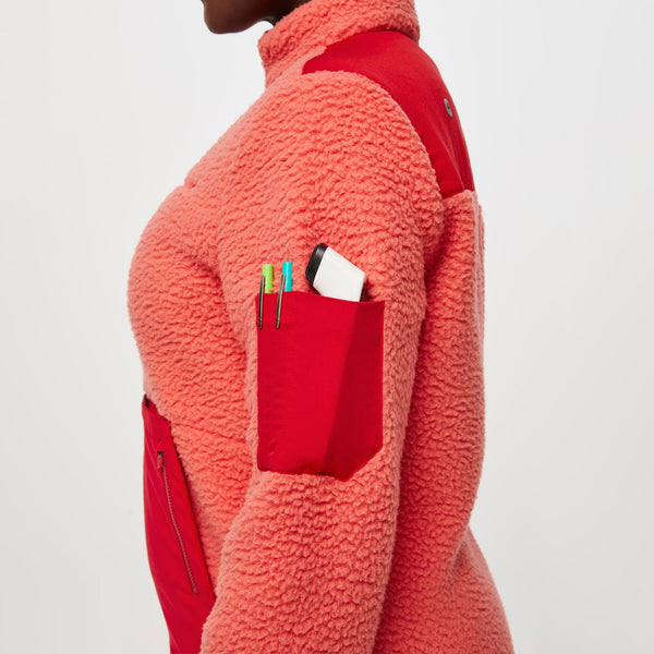 women's Pop Red/ Coral On-Shift™  - Sherpa Jacket