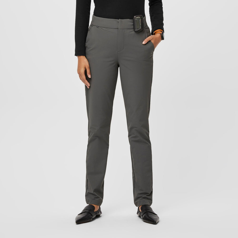 women's Deep Stone FIGSPRO™ Skinny Zip Fly - Petite Trouser