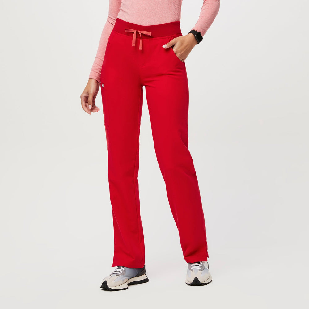 women's Pop Red Kade™ High Waisted - Petite Cargo Scrub Pants