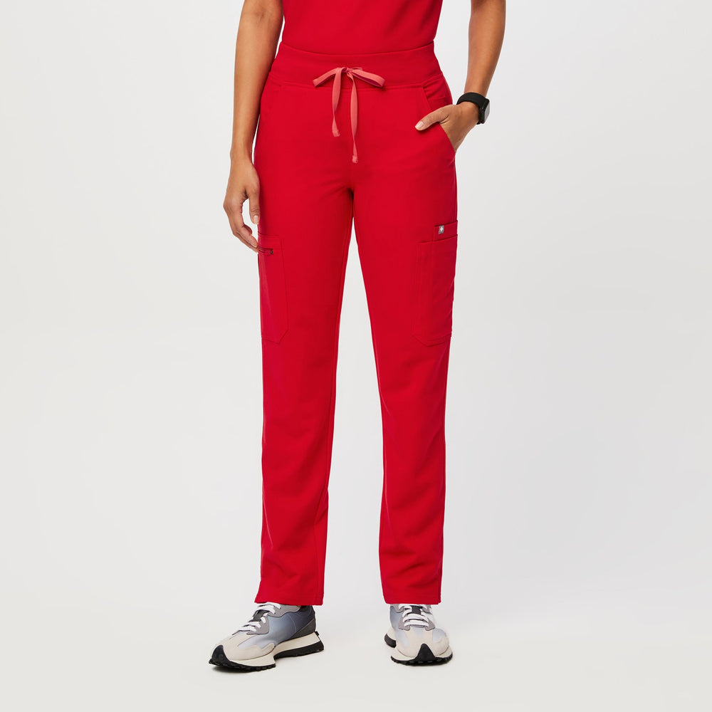 women's Pop Red High Waisted Yola™ - Petite Skinny Scrub Pants