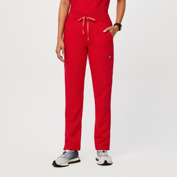 women's Pop Red High Waisted Yola™ - Skinny Scrub Pants