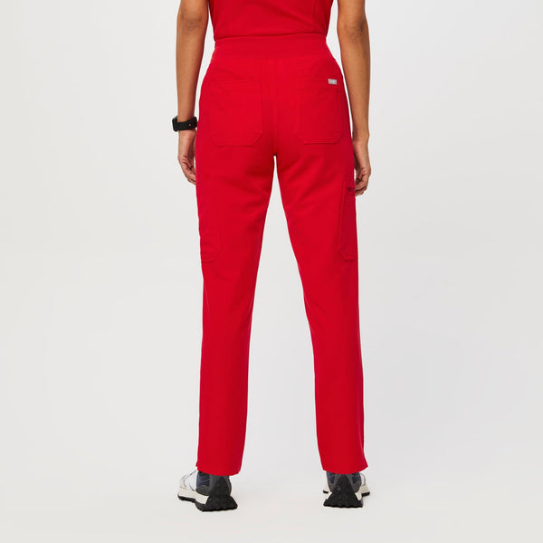 women's Pop Red High Waisted Yola™ - Petite Skinny Scrub Pants (3XL - 6XL)