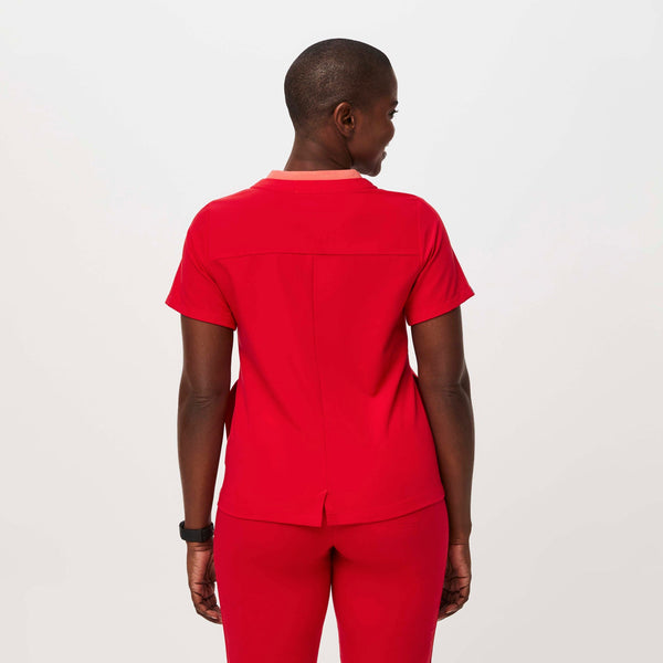 women's Pop Red Oran Slim Scrub Top