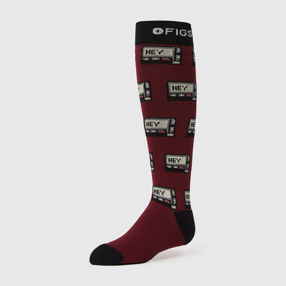 women's Burgundy Call Me Beep Me - Compression Socks