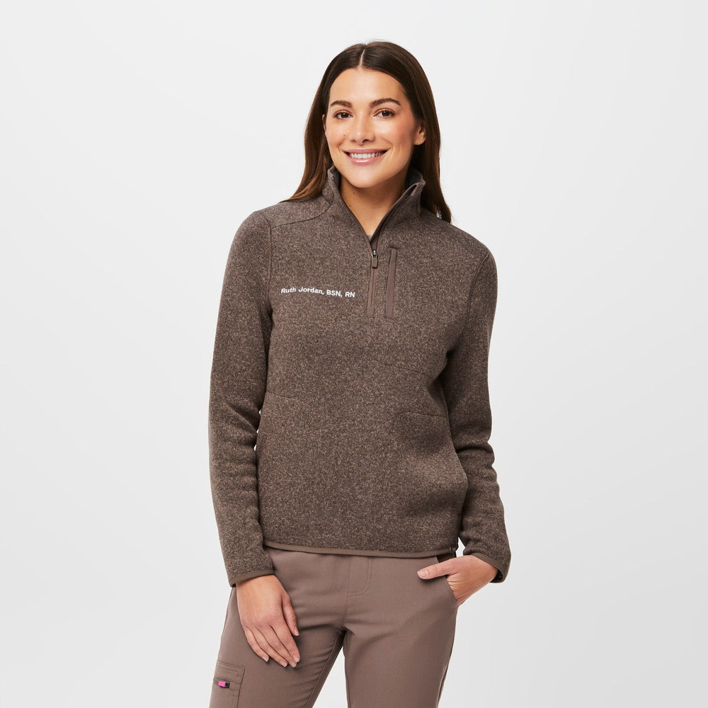 women's Heather Smokey Taupe On-Shift™ ¼ Zip - Sweater Knit