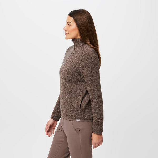 women's Heather Smokey Taupe On-Shift™ ¼ Zip - Sweater Knit