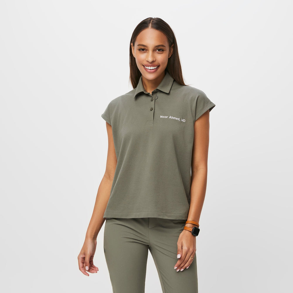 women's Agave FIGSPRO™ Pique Drop Shoulder Polo