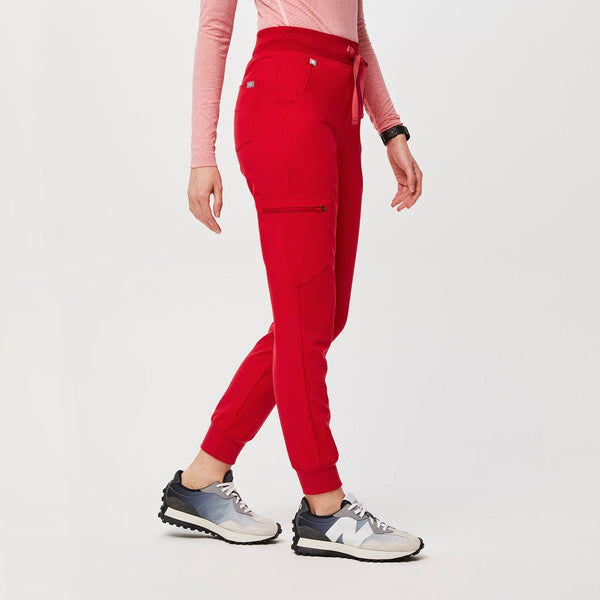 women's Pop Red High Waisted Zamora™ - Jogger Scrub Pants (3XL - 6XL)