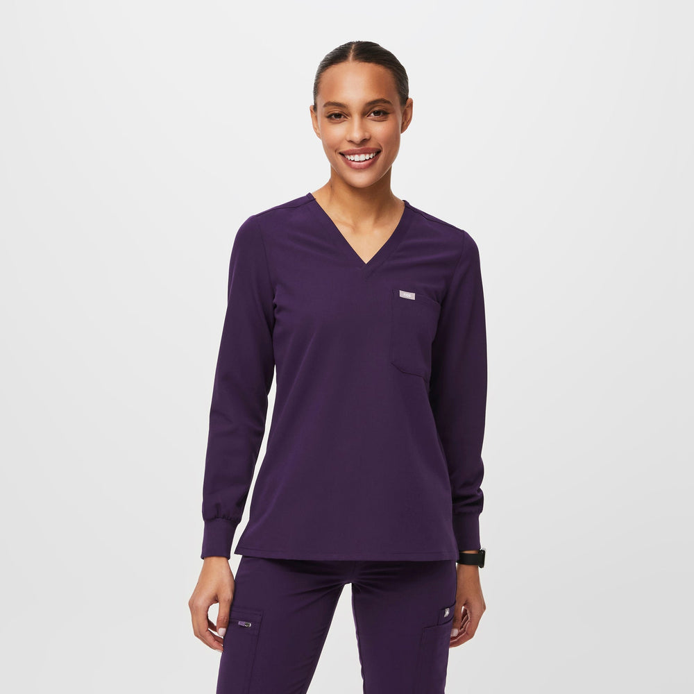 women's Purple Jam Longsleeve Catarina™ - One-Pocket Scrub Top