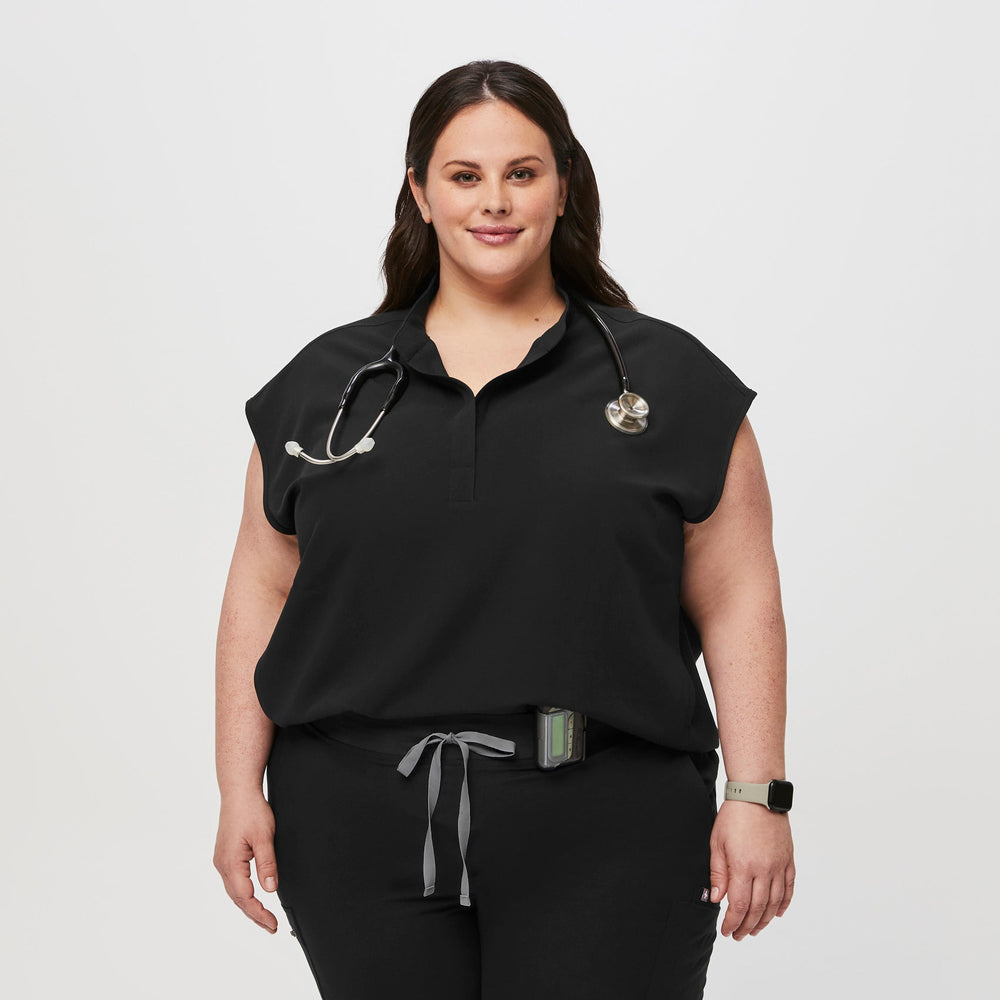 women's Black Rafaela™ - Oversized  Scrub Top (3XL - 6XL)