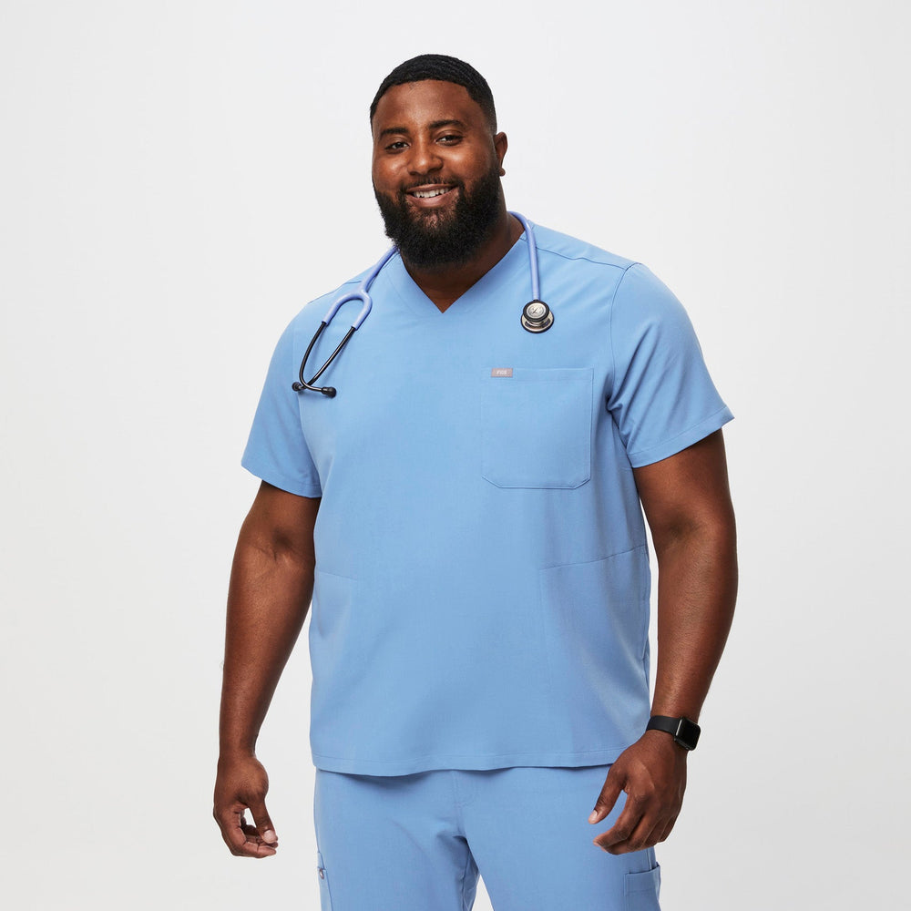 Men's Ceil Blue Chisec™ - Three-Pocket Scrub Top (3XL - 6XL)