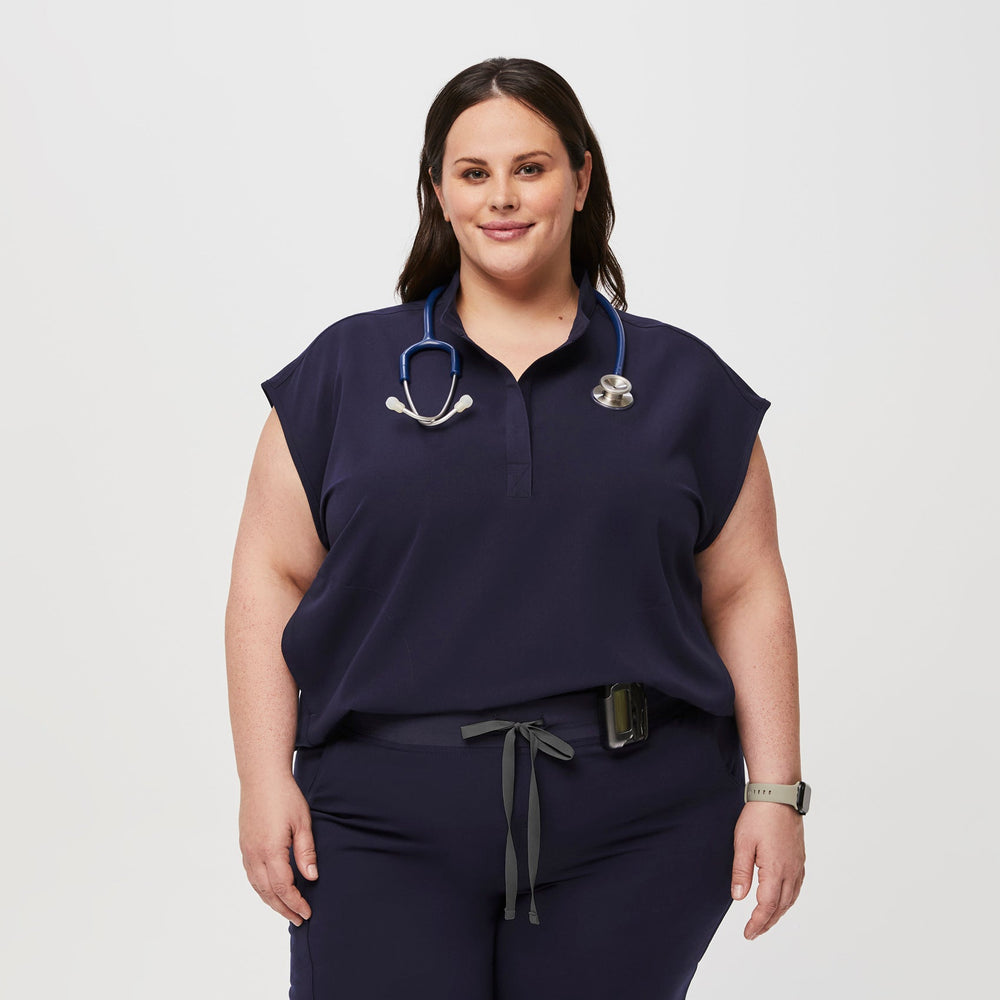 women's Navy Rafaela™ - Oversized  Scrub Top (3XL - 6XL)