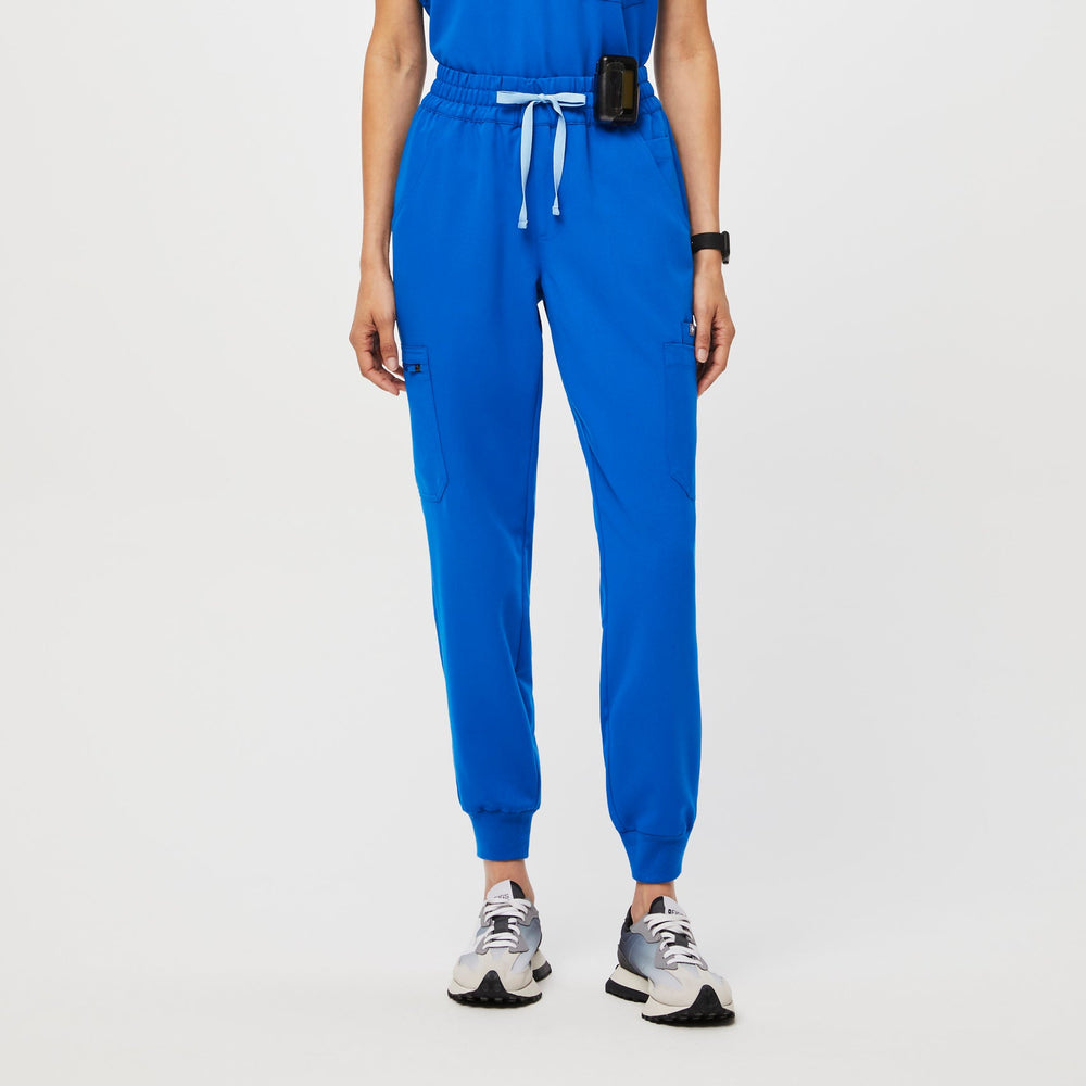 women's Royal Blue High Waisted Uman Relaxed - Petite Jogger Scrub Pants