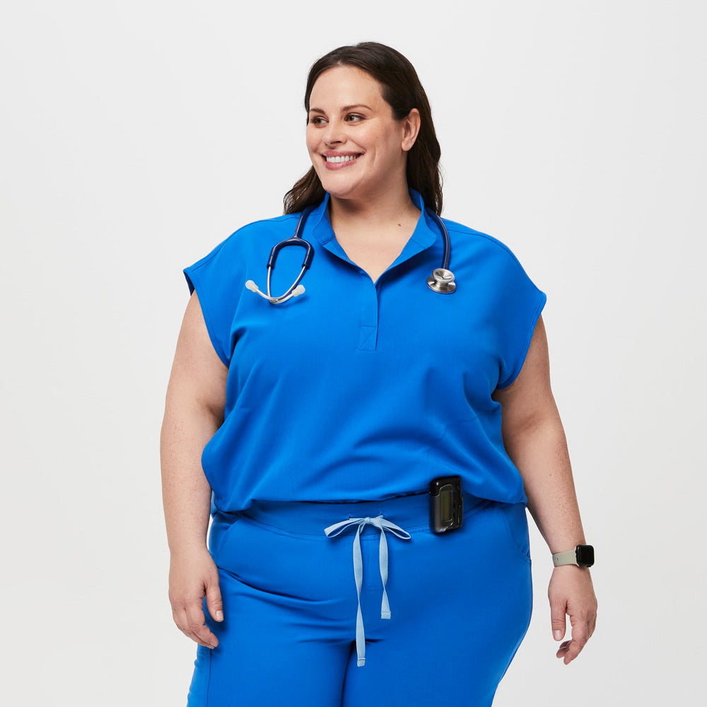 women's Royal Blue Rafaela™ - Oversized  Scrub Top (3XL - 6XL)