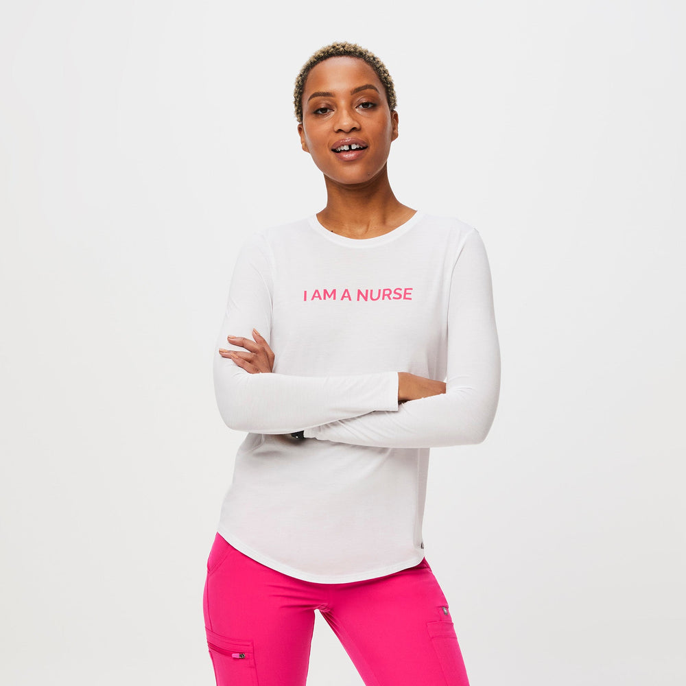 women's White I Am A Nurse - Longsleeve Underscrub