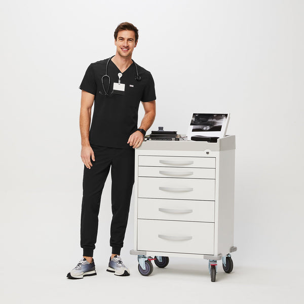 men's Black Slim Leon™ - Three-Pocket Scrub Top