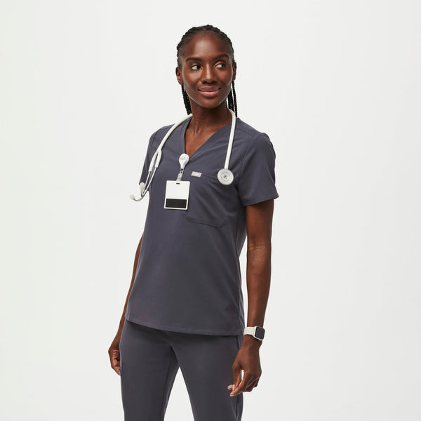 women's Charcoal Catarina™ - One-Pocket Scrub Top