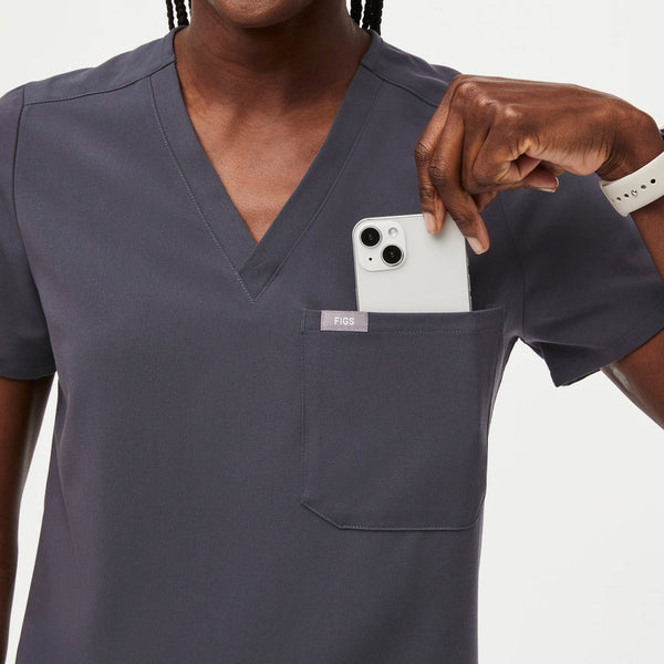 women's Charcoal Catarina™ - One-Pocket Scrub Top