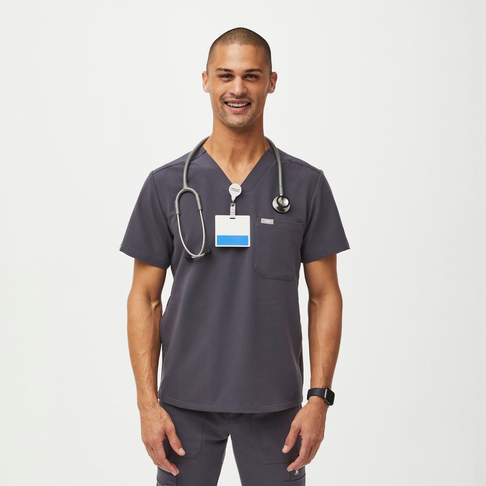 Men's Charcoal Chisec™ - Three-Pocket Scrub Top