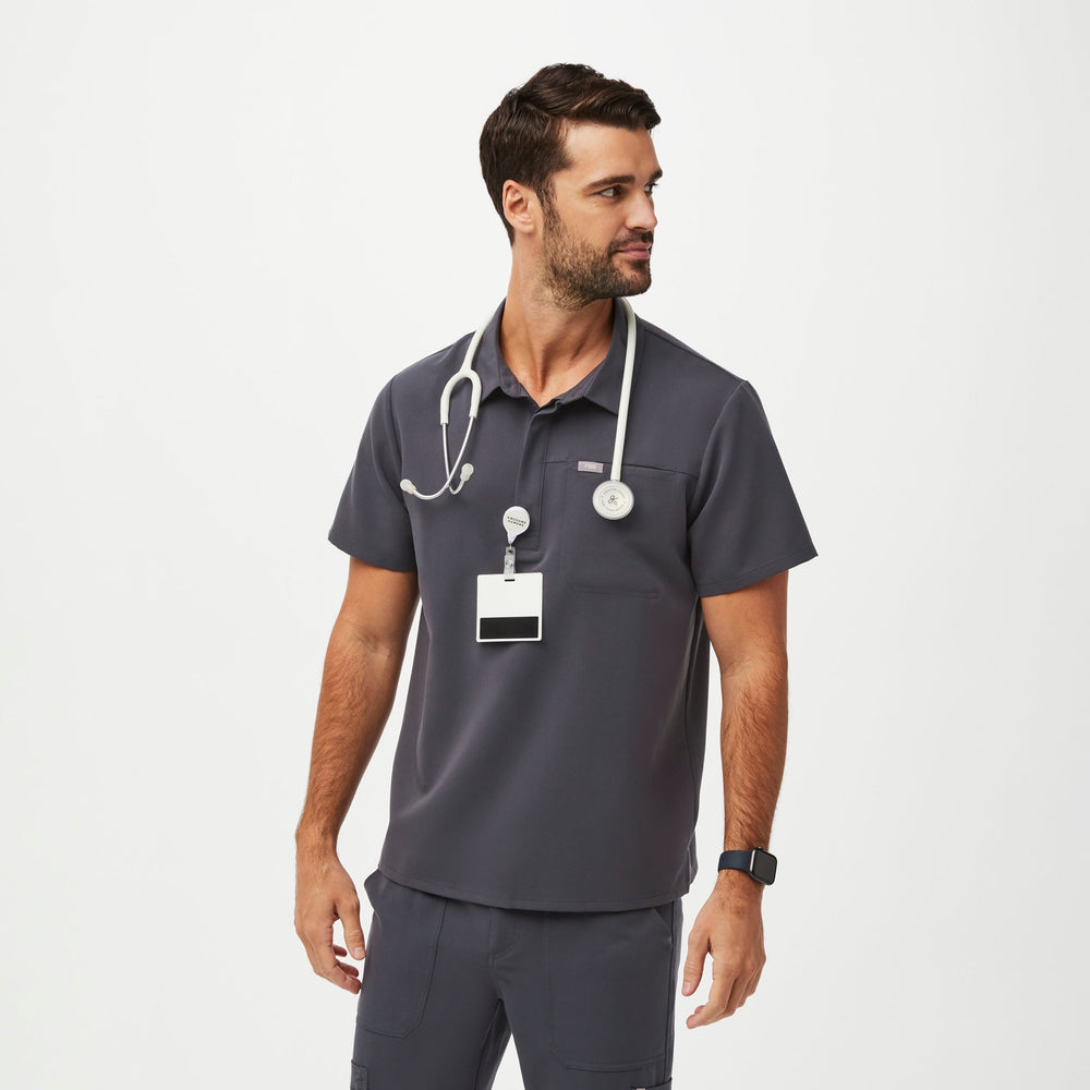 men's Charcoal Lima - Shortsleeve ScrubPolo™