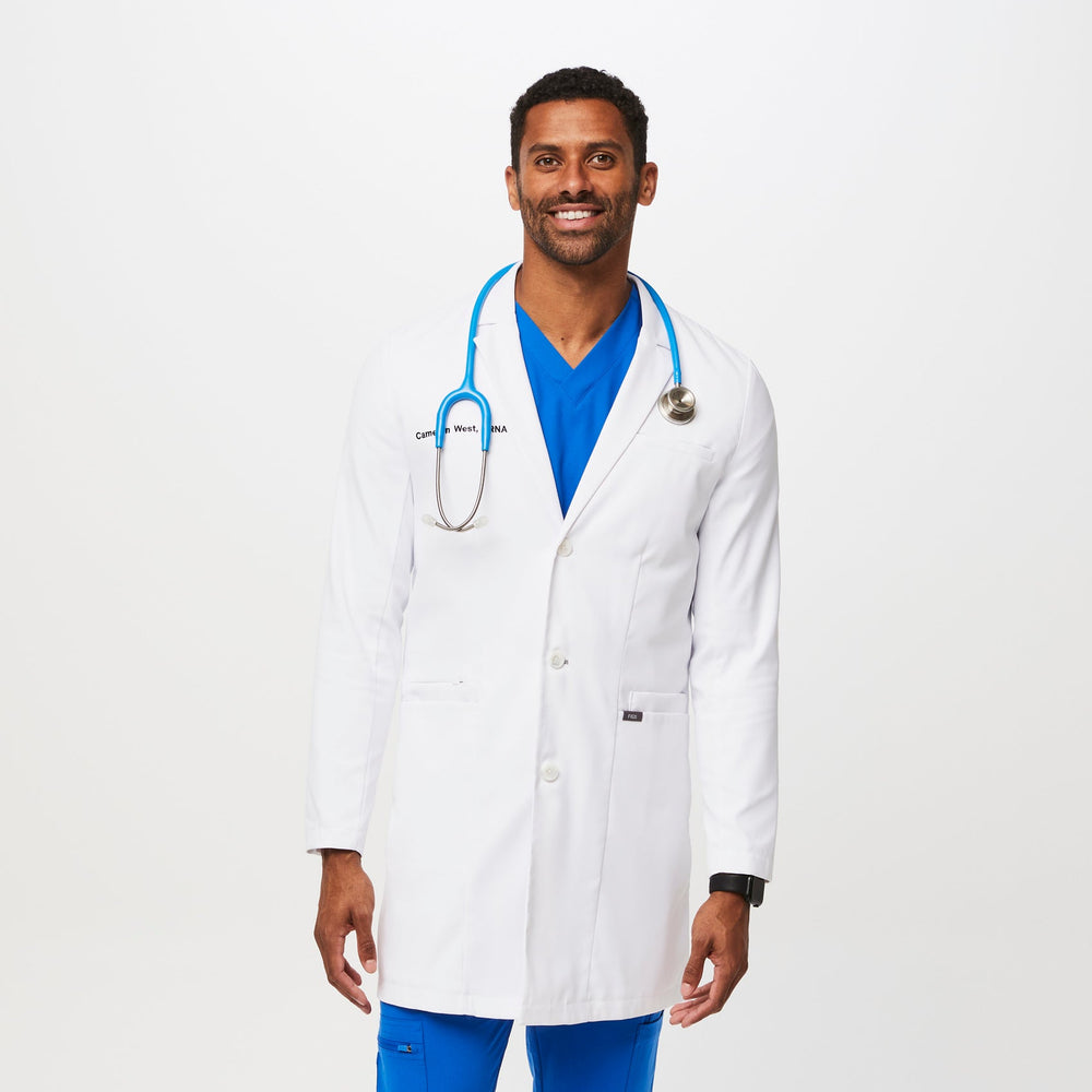 Men's White Harlem - Slim Long Lab Coat