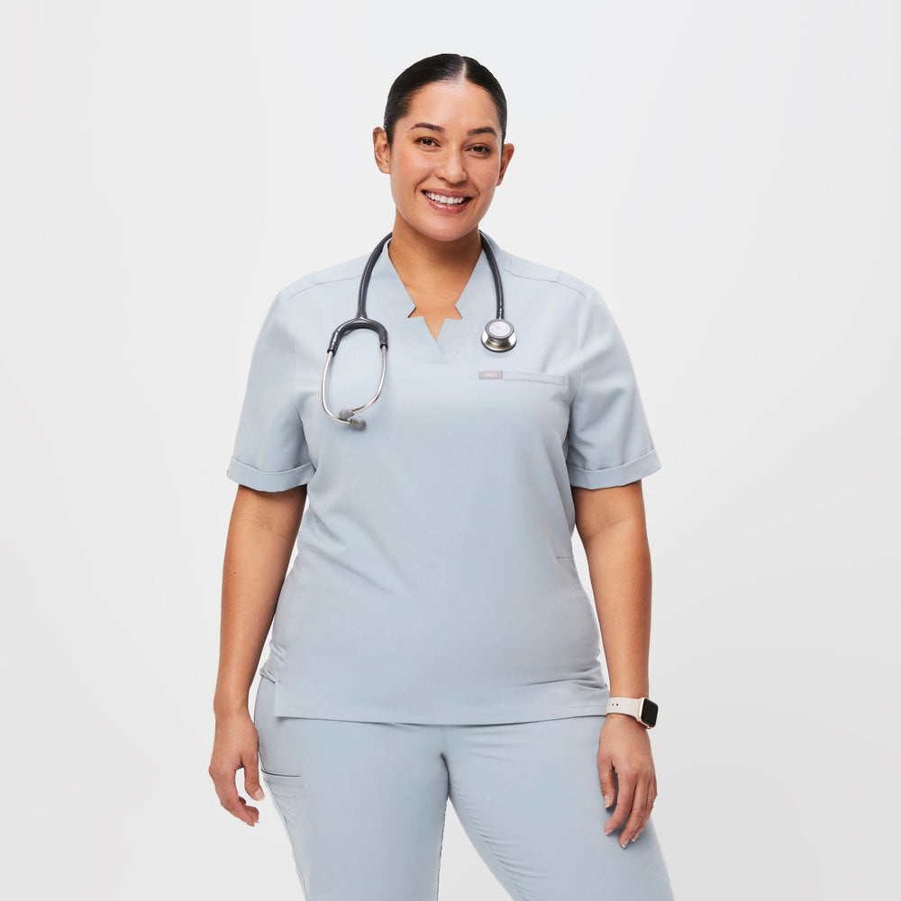 women's Dusty Blue Siaya - Scrub Top