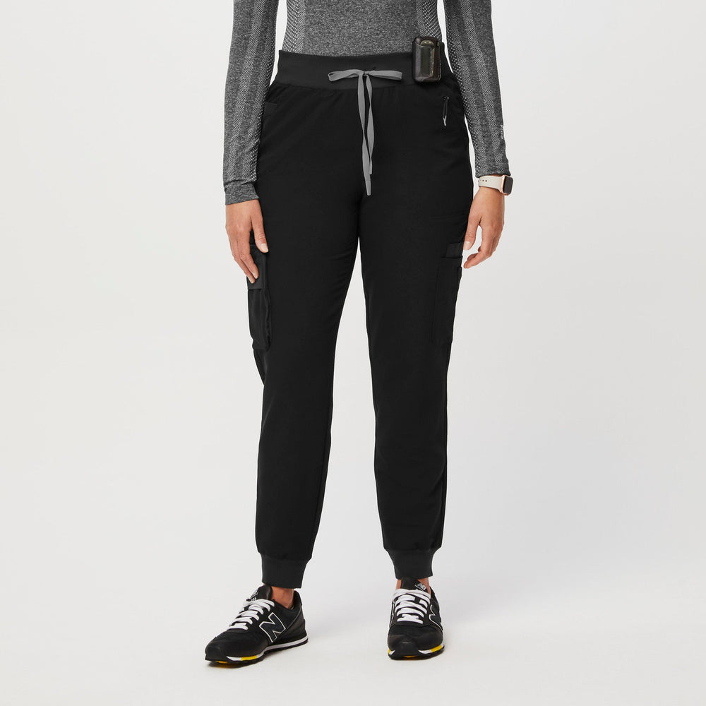 women's Black 22-Pocket - Tall Jogger Scrub Pants