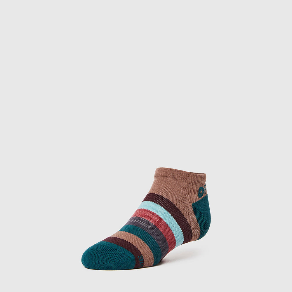 women's Mauve Block Stripe - Ankle Socks