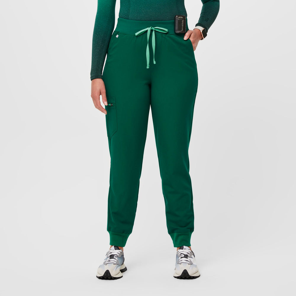 women's Hunter Green Zamora™ High Waisted - Petite Jogger Scrub Pants