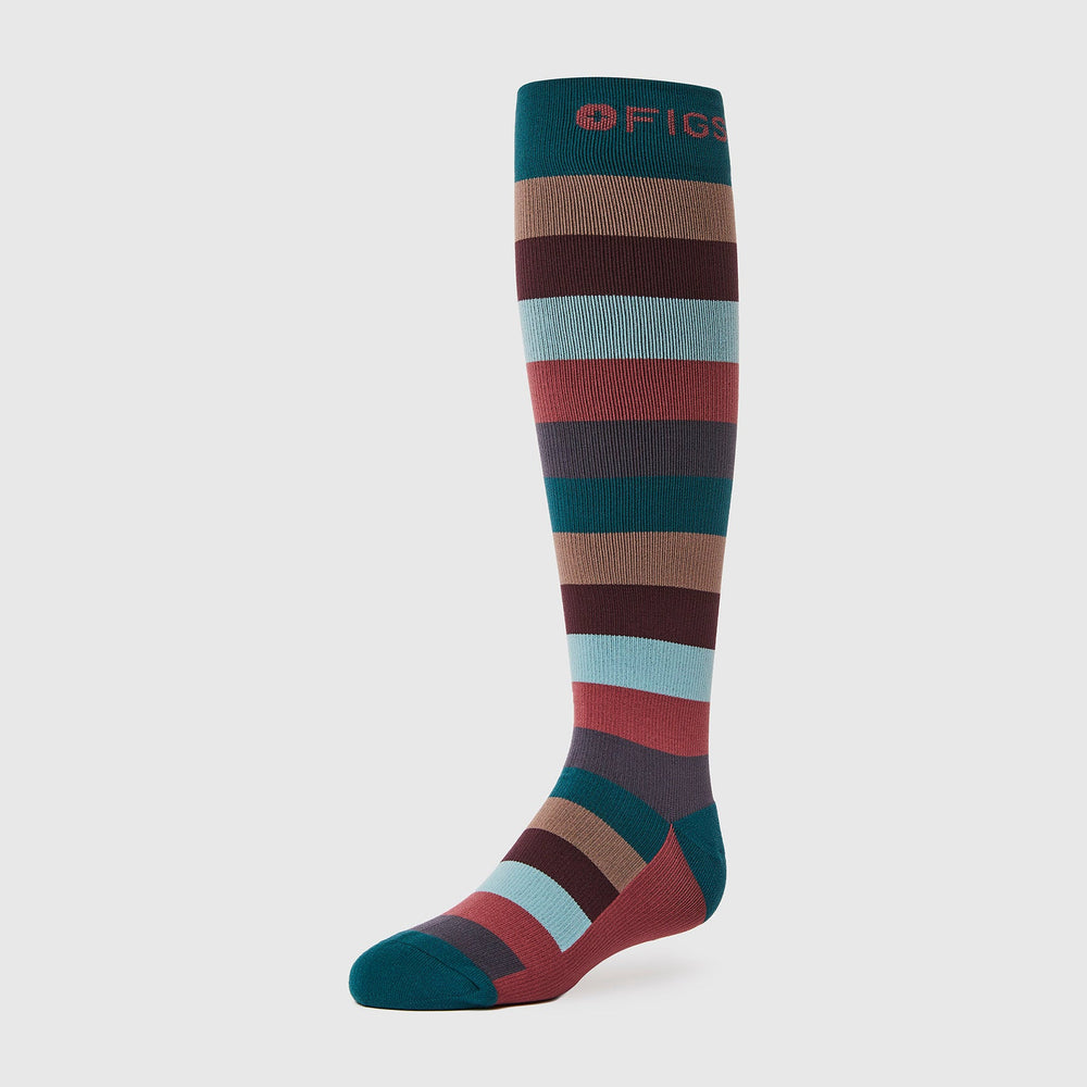 women's Mauve Block Stripe - Compression Socks