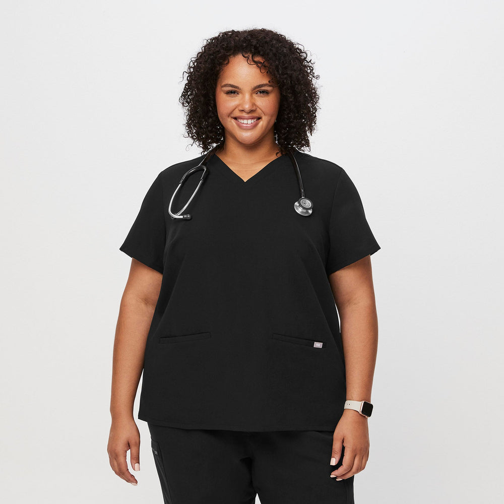 women's Black Casma™- Three-Pocket Scrub Top (3XL - 6XL)