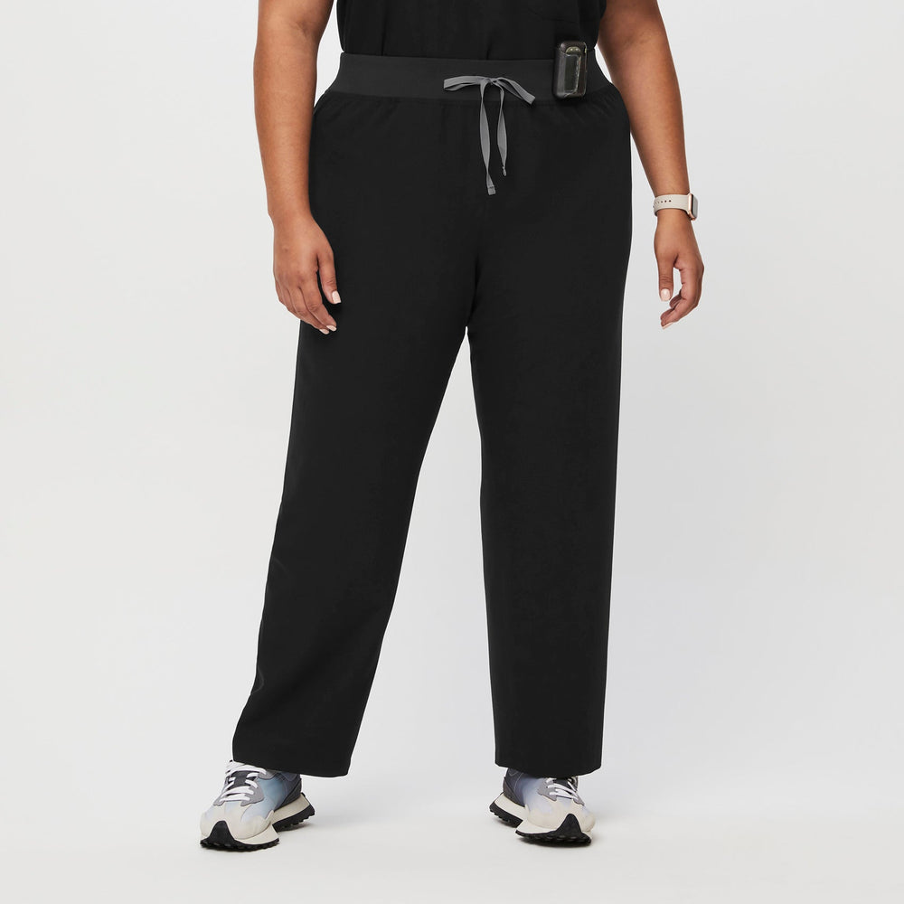 women's Black High Waisted Livingston™ - Petite Basic Scrub Pants (3XL - 6XL)