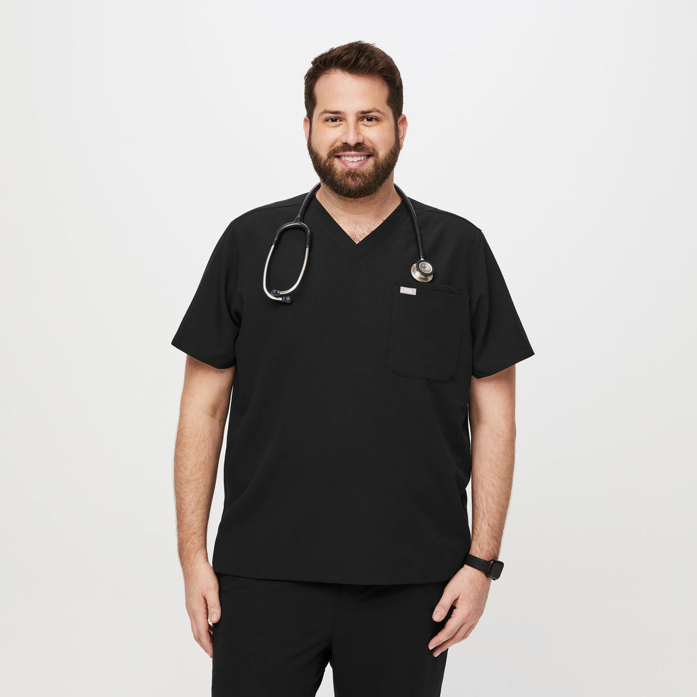 men's Black Leon™- Three-Pocket Scrub Top (3XL - 6XL)