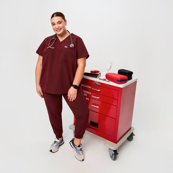 women's Burgundy Catarina™- One-Pocket Scrub Top (3XL - 6XL)