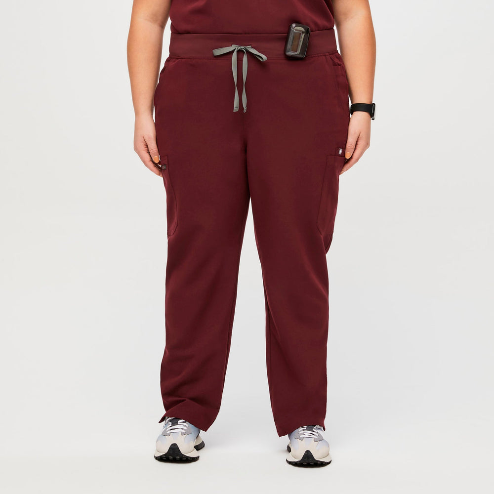 women's Burgundy High Waisted Yola™ - Skinny Scrub Pants (3XL - 6XL)