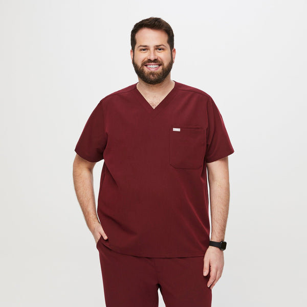 men's Burgundy Leon™- Three-Pocket Scrub Top (3XL - 6XL)