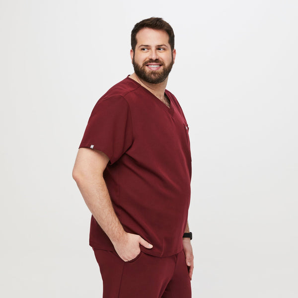 men's Burgundy Leon™- Three-Pocket Scrub Top (3XL - 6XL)