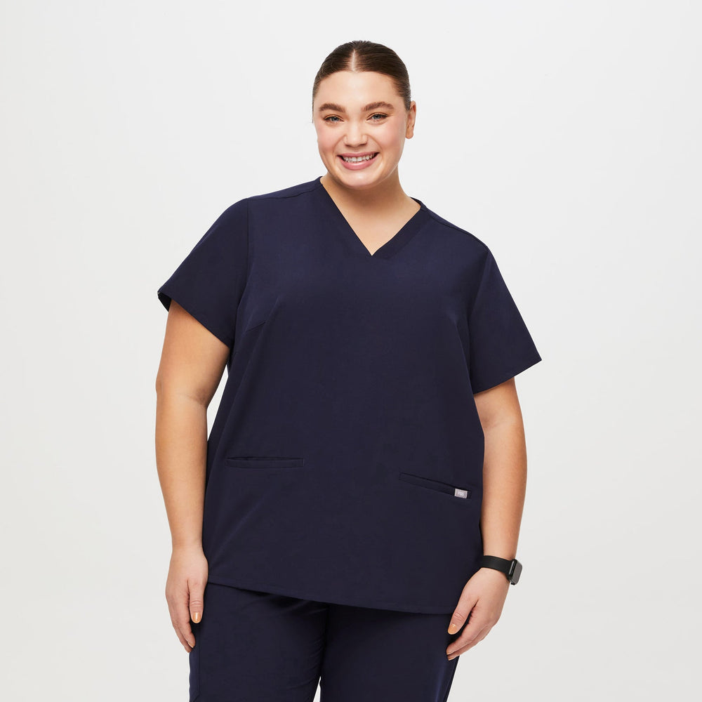 women's Navy Casma™- Three-Pocket Scrub Top (3XL - 6XL)