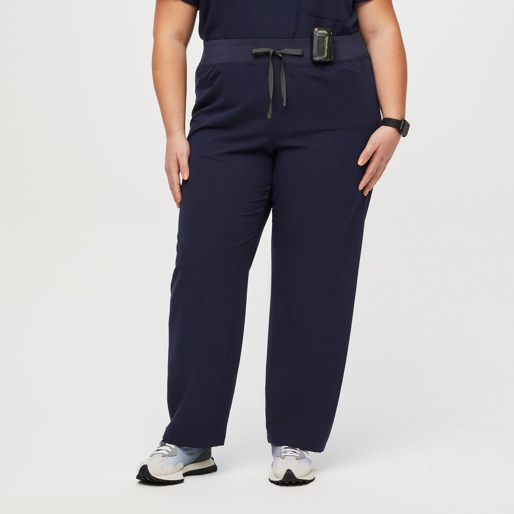 women's Navy High Waisted Livingston™ - Petite Basic Scrub Pants (3XL - 6XL)