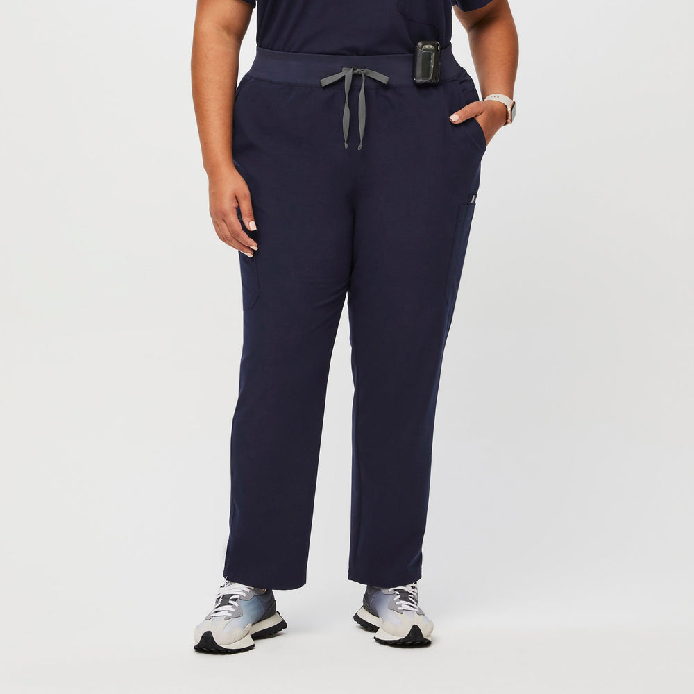 women's Navy High Waisted Yola™ - Petite Skinny Scrub Pants (3XL - 6XL)