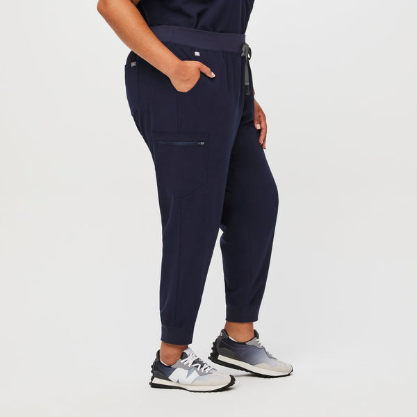 women's Navy High Waisted Zamora™ - Petite Jogger Scrub Pants (3XL - 6XL)