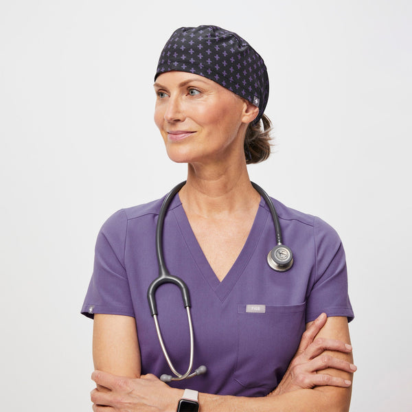 Black Repeat Cross Modern - Classic Scrub Cap